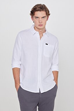 Relaxed Fit Geniş Kesim %100 Pamuk Beyaz Gömlek - White-L66N205295100