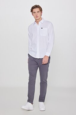 Relaxed Fit Geniş Kesim %100 Pamuk Beyaz Gömlek - White-L66N205295100 (görsel 3)