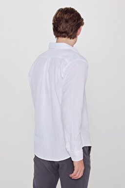 Relaxed Fit Geniş Kesim %100 Pamuk Beyaz Gömlek - White-L66N205295100 (görsel 5)