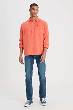 Relaxed Fit Geniş Kesim %100 Pamuk Turuncu Gömlek - Poppy-L66N205295B50 (görsel 3)