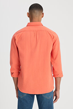 Relaxed Fit Geniş Kesim %100 Pamuk Turuncu Gömlek - Poppy-L66N205295B50 (görsel 6)