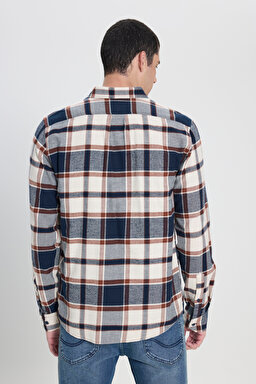 Regular Fit Normal Kesim %100 Pamuk Ekoseli Gömlek Ceket - Blue-L66N5805617 (görsel 4)