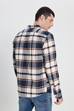 Regular Fit Normal Kesim %100 Pamuk Ekoseli Gömlek Ceket - Blue-L66N5805617 (görsel 5)