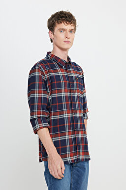 Regular Fit Normal Kesim %100 Pamuk Kırmızı Gömlek Ceket - Red-L66N5882548 (görsel 2)