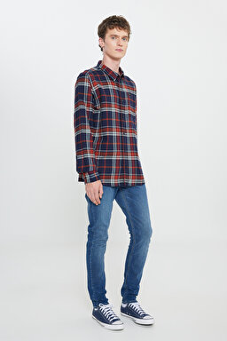 Regular Fit Normal Kesim %100 Pamuk Kırmızı Gömlek Ceket - Red-L66N5882548 (görsel 3)