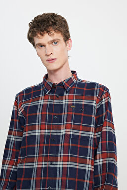 Regular Fit Normal Kesim %100 Pamuk Kırmızı Gömlek Ceket - Red-L66N5882548 (görsel 4)