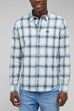 Regular Fit Normal Kesim %100 Pamuk Kareli Uzun Kollu Gömlek - Prep Blue-L66NBZA29
