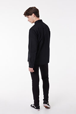 Regular Fit Normal Kesim %100 Pamuk Denim Gömlek - Black-L66WPA01 (görsel 4)