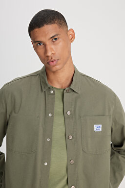 Relaxed Fit Geniş Kesim Zeytin Yeşili Gömlek - Olive Grove-L67R205035A61 (görsel 4)