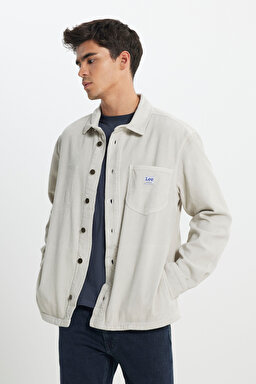 Loose Fit Rahat Kesim %100 Pamuk Bej Kadife Gömlek Ceket - Starburst-L67R4033524 (görsel 2)