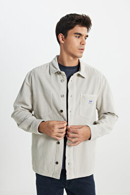 Loose Fit Rahat Kesim %100 Pamuk Bej Kadife Gömlek Ceket - Starburst-L67R4033524 (görsel 4)