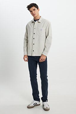 Loose Fit Rahat Kesim %100 Pamuk Bej Kadife Gömlek Ceket - Starburst-L67R4033524 (görsel 5)