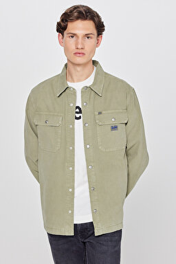 %100 Pamuk Relaxed Fit Geniş Kesim Yeşil Gömlek Ceket - Mercantile Green-L68D2302526