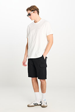 Regular Fit Rahat Kesim %100 Pamuk Bisiklet Yaka Tişört - Bright White-L68SFELJ (görsel 3)