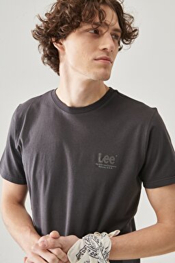 Regular Fit Normal Kesim Bisiklet Yaka Antrasit Tişört - Washed Black-L68SFEON (görsel 2)