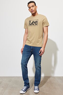 Regular Fit Rahat Kesim %100 Pamuk Wobbly Logo Crew Neck Tişört - Clay-L68TYS56 (görsel 5)