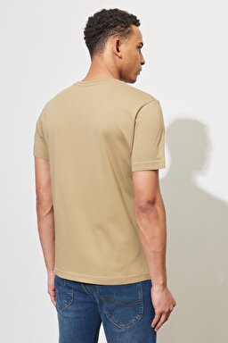 Regular Fit Rahat Kesim %100 Pamuk Wobbly Logo Crew Neck Tişört - Clay-L68TYS56 (görsel 6)