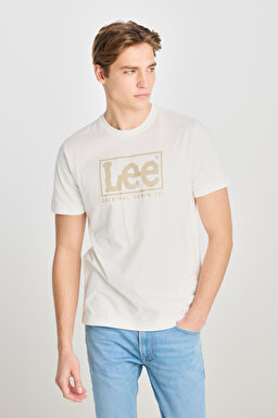Regular Fit Rahat Kesim %100 Pamuk Wobbly Logo Crew Neck Tişört - Off White-L68TYSMK (görsel 2)