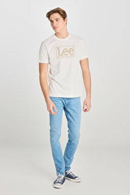 Regular Fit Rahat Kesim %100 Pamuk Wobbly Logo Crew Neck Tişört - Off White-L68TYSMK (görsel 3)