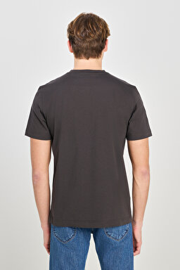 Regular Fit Rahat Kesim %100 Pamuk Wobbly Logo Crew Neck Tişört - Washed Black-L68TYSON (görsel 5)