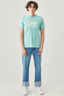 Regular Fit Rahat Kesim %100 Pamuk Wobbly Logo Crew Neck Tişört - Mint Blue-L68TYSUD (görsel 2)