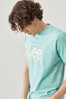 Regular Fit Rahat Kesim %100 Pamuk Wobbly Logo Crew Neck Tişört - Mint Blue-L68TYSUD (görsel 3)