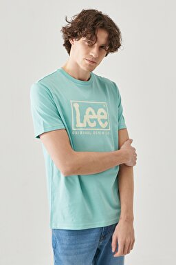 Regular Fit Rahat Kesim %100 Pamuk Wobbly Logo Crew Neck Tişört - Mint Blue-L68TYSUD (görsel 4)