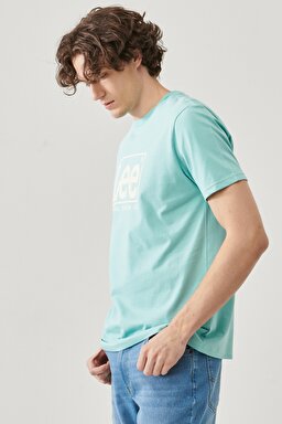 Regular Fit Rahat Kesim %100 Pamuk Wobbly Logo Crew Neck Tişört - Mint Blue-L68TYSUD (görsel 5)