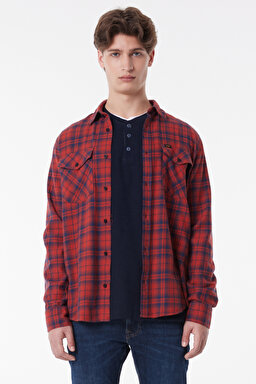 Regular Fit Normal Kesim %100 Pamuk Uzun Kollu Gömlek - Red-L69HCAOE