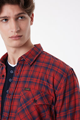 Regular Fit Normal Kesim %100 Pamuk Uzun Kollu Gömlek - Red-L69HCAOE (görsel 2)