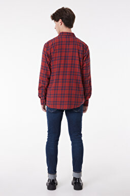 Regular Fit Normal Kesim %100 Pamuk Uzun Kollu Gömlek - Red-L69HCAOE (görsel 5)