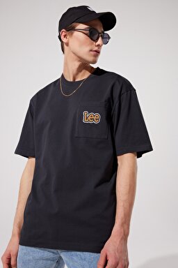 Loose Fit Rahat Kesim %100 Pamuk Bisiklet Yaka Siyah Tişört - Washed Black-L69ICOON