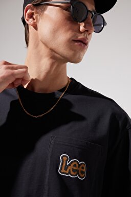 Loose Fit Rahat Kesim %100 Pamuk Bisiklet Yaka Siyah Tişört - Washed Black-L69ICOON (görsel 4)