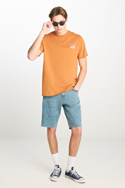 Regular Fit Normal Kesim %100 Pamuk Bisiklet Yaka Karamel Tişört - Caramel-L69JFQ99 (görsel 3)