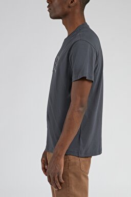 Regular Fit Normal Kesim Bisiklet Yaka Siyah Tişört - Washed Black-L69OFEON (görsel 3)