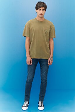 Loose Fit Rahat Kesim %100 Pamuk Bisiklet Yaka Tişört - Ammonite-L69QCO85 (görsel 3)
