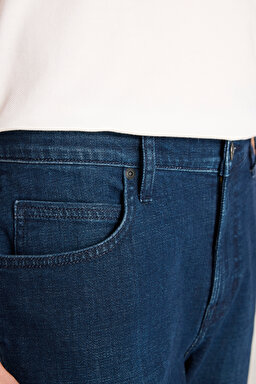 Rider Slim Fit Dar Kesim Normal Bel Koyu Mavi Pamuklu Esnek Denim Pantolon - Dark Indigo-L70100025317 (görsel 5)