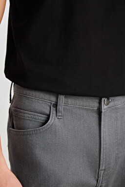 Rider Slim Fit Dar Kesim Normal Bel Gri Pamuklu Esnek Denim Pantolon - Gray-L7010002635 (görsel 5)