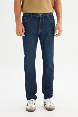Pamuklu Slim Fit Dar Kesim Denim Jean Kot Pantolon - Dark Indigo-L70100033317 (görsel 2)