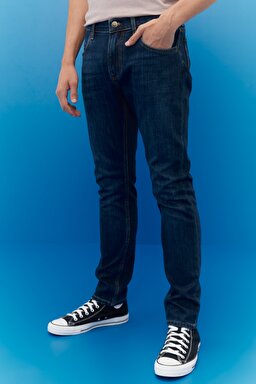 Rider Slim Fit Dar Kesim Normal Bel Esnek Jean Kot Pantolon - Dark Blue-L701014408
