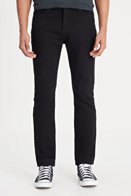 Rider Slim Fit Dar Kesim Normal Bel Esnek Jean Kot Pantolon - Clean Black-L701016AE (görsel 4)