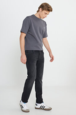 Rider Slim Fit Dar Kesim Normal Bel Siyah Esnek Jean Kot Pantolon - Black-L701025001 (görsel 2)
