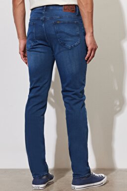 Rider Slim Fit Dar Kesim Normal Bel Mavi Esnek Jean Kot Pantolon - Mid Blue-L701053XT (görsel 6)