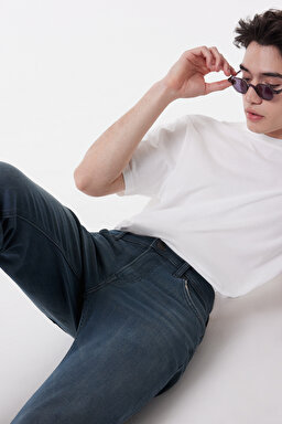 Rider Slim Fit Dar Kesim Normal Bel Yıkamalı Mavi Esnek Jean Kot Pantolon - Mid Blue-L701054XT (görsel 5)