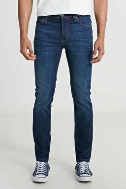 Rider Slim Fit Dar Kesim Normal Bel Koyu Mavi Esnek Jean Kot Pantolon - Dark Blue-L701062BY (görsel 5)