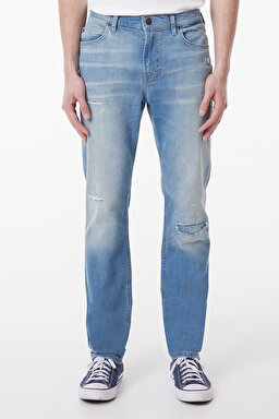 Slim Fit Dar Kesim Normal Bel Açık Mavi Esnek Rider Jean Denim Kot Pantolon - Light Blue-L701064404