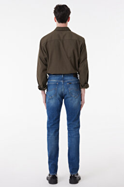 Slim Fit Dar Kesim Normal Bel Mavi Esnek Rider Jean Denim Kot Pantolon - Mid Blue-L701065XT (görsel 5)