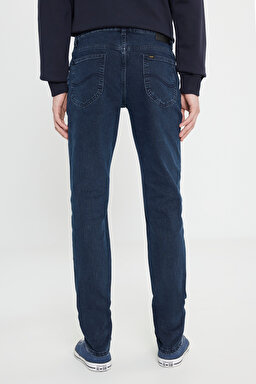 Slim Fit Dar Kesim Normal Bel Dar Paça Rider Koyu Lacivert Pamuklu Esnek Jean Denim Pantolon - Dark Room-L701162575 (görsel 4)