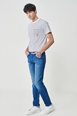 Rider Slim Straight Fit Dar Kesim Esnek Jean Kot Pantolon - Worn in-L701IAC18 (görsel 2)