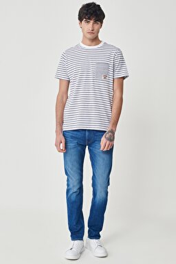 Rider Slim Straight Fit Dar Kesim Esnek Jean Kot Pantolon - Worn in-L701IAC18 (görsel 3)